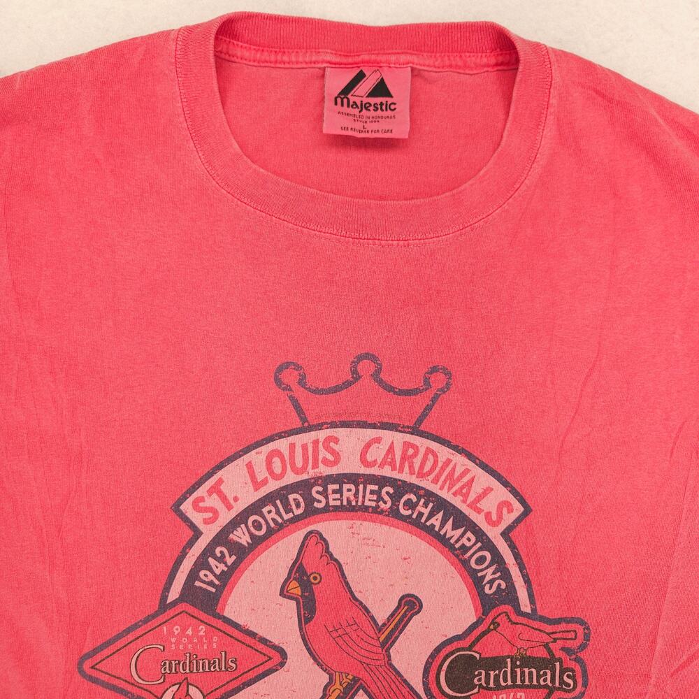 St Louis Cardinals Majestic Short Sleeve College Baseball Shirt Mens Size L Pink